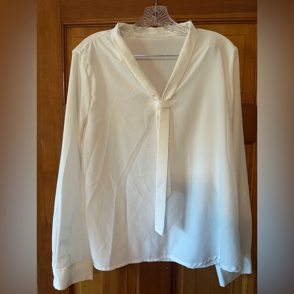 SHEIN Classic White Dressy Top Front Tie Detail